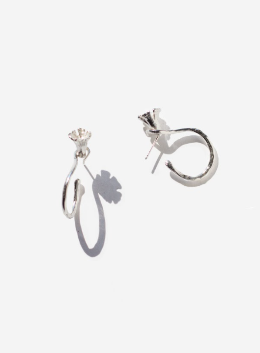 Knobbly Studio- Jewellery-jewelry-Jeryco Store- London- Earrings-recycled sterling silver-gold vermeil-wedding flower earrings- hoop stud illusion earrings- flower stud earrings- Dewy Gal Hoop earring