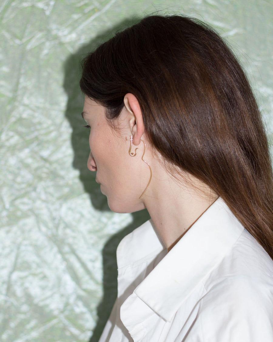 Knobbly Studio- Jewellery-jewelry-Jeryco Store- London- Earrings-recycled sterling silver-gold vermeil-wedding nude earrings-Laurie Frank-  hoop illusion earrings- naked women 